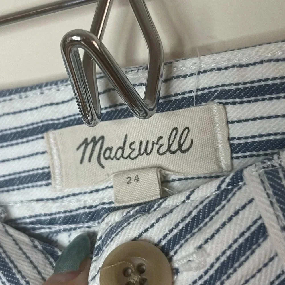 MADEWELL Emmett Railroad Stripe Wide Leg Cropped Jeans